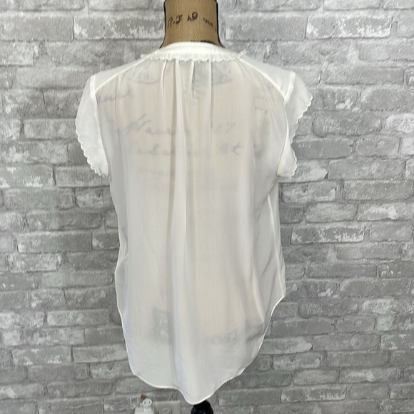 Joie Dainty Ruffle Sheer Silk Blouse - Picture 4 of 6